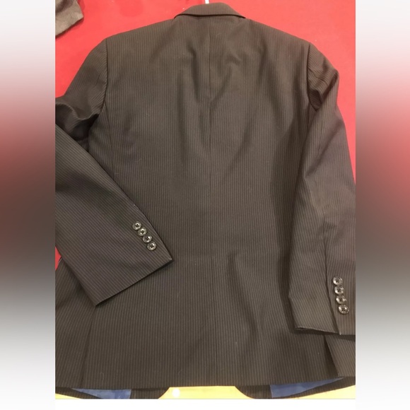 Billy London 42 BLACK Sport Coat Jacket PIN STRIPED 3 Button Front 29”Long mens - Picture 9 of 11